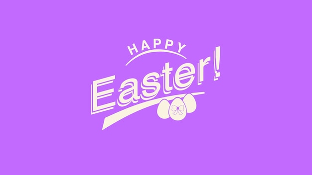 Photo closeup happy easter text and eggs on purple background. luxury and elegant dynamic style template for holiday