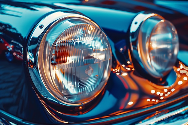 Closeup of headlight of a modern car Selective focus