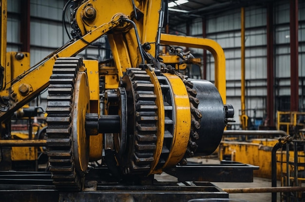 Photo closeup of heavy machinery in factory