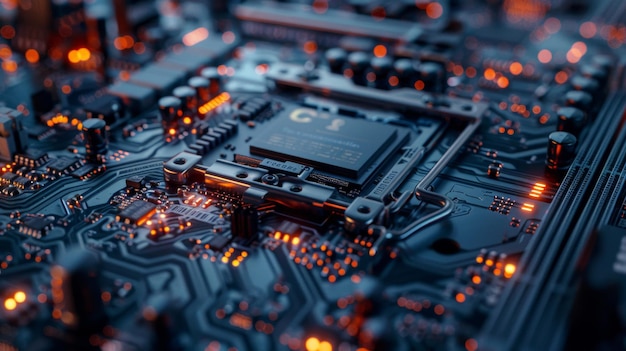 Closeup of hightech electronic circuit board