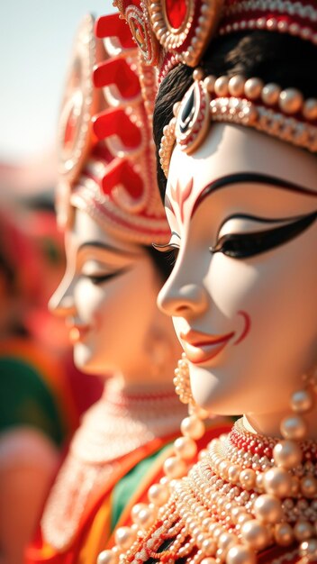 Closeup of a Hindu deity statue