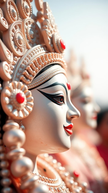 Closeup of a Hindu Goddess Statue