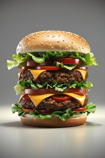 Closeup home made beef burger on wooden table