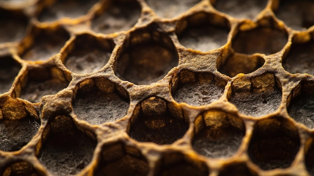 Photo closeup of honeycomb structure showcasing hexagonal cells