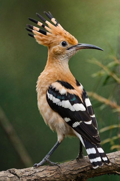 Photo closeup of hoopoe perching on branch ai generated