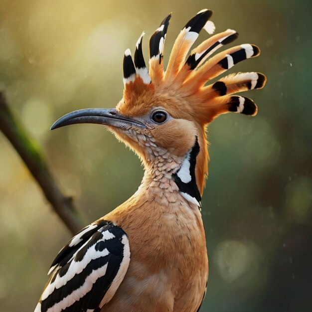 Photo closeup of hoopoe perching on branch ai generated