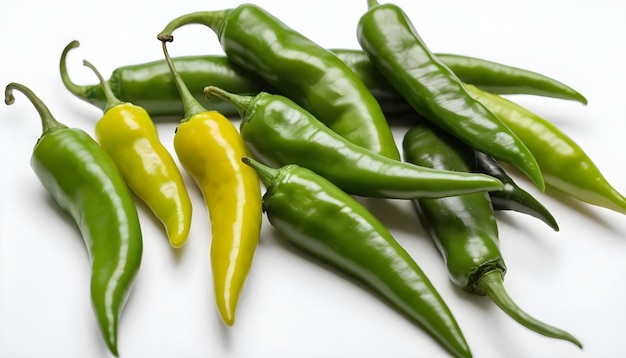 Closeup of hot peppers green chilies