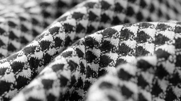 Photo a closeup of a houndstooth fabric in a classic black and white with its bold geometric pattern