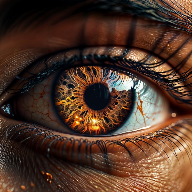 Closeup of human eye 3D rendering Computer digital drawing