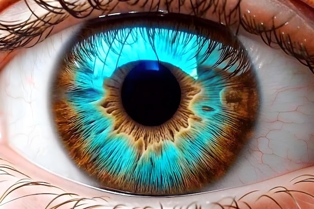 Closeup of human eye with blue iris Macro