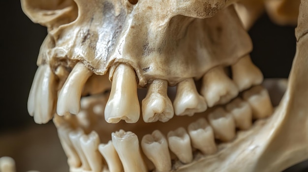 Photo closeup of a human skulls teeth