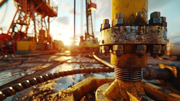 Photo a closeup of a hydraulic fracturing drill rig in operation