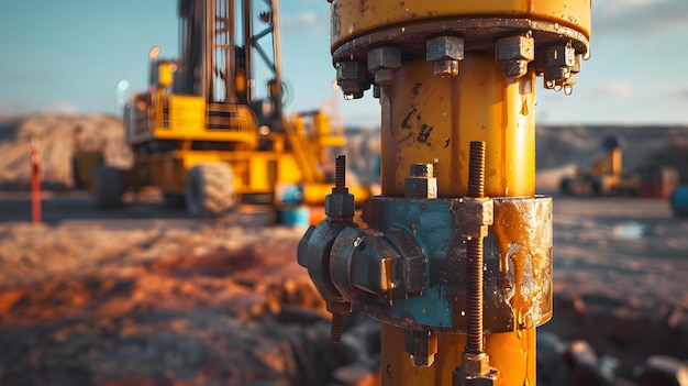 Photo a closeup of a hydraulic fracturing drill rig in operation