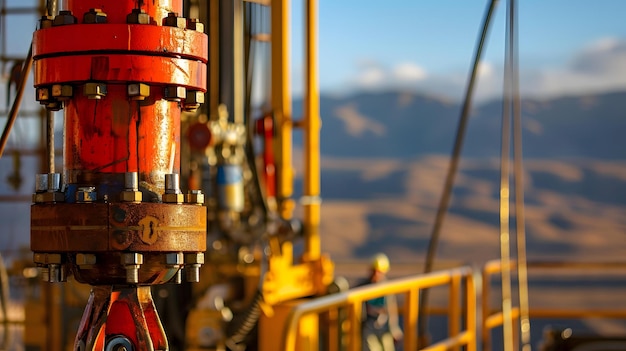 Photo a closeup of a hydraulic fracturing drill rig in operation