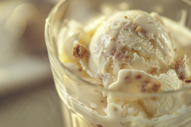 Closeup of ice cream in glass