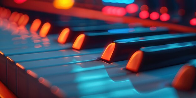 CloseUp of Illuminated Piano Keys