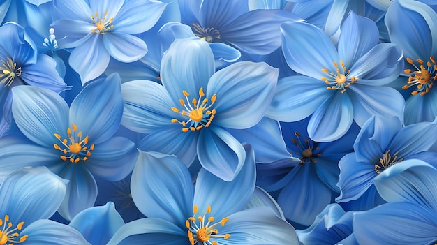 Closeup illustration of a blooming blue flower in the springtime petals are natural and colorful