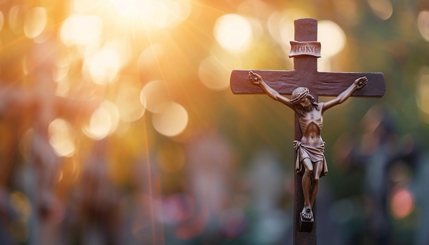 Photo a closeup image of a cross or crucifix used in a good friday service