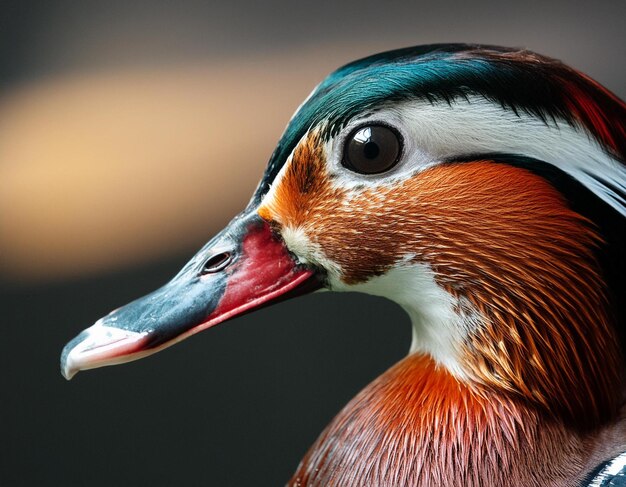 A closeup image of a duck featuring a remarkably long beak