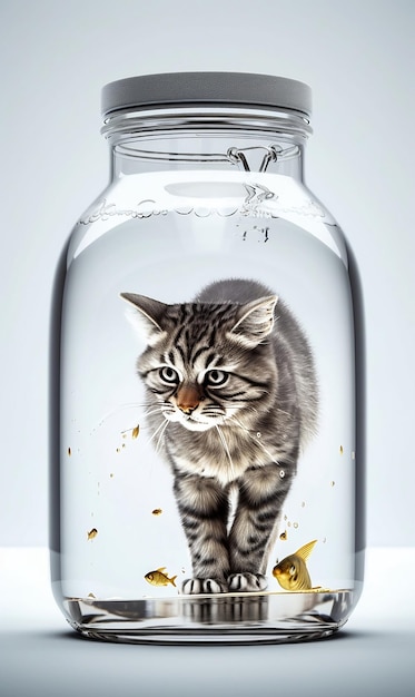 closeup image of a majestic lion confined inside a glass jar