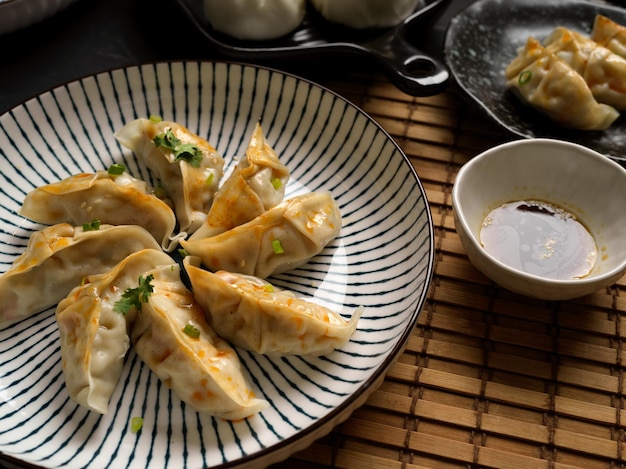 Closeup image of a original steamed Chinese dumplings asian cuisine asian snack or side dish