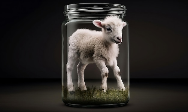 closeup image of a panther confined inside a glass jar