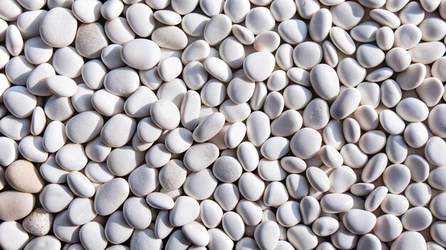 Photo a closeup image of a seamless pattern of smooth white pebbles with a few light brown pebbles interspersed throughout