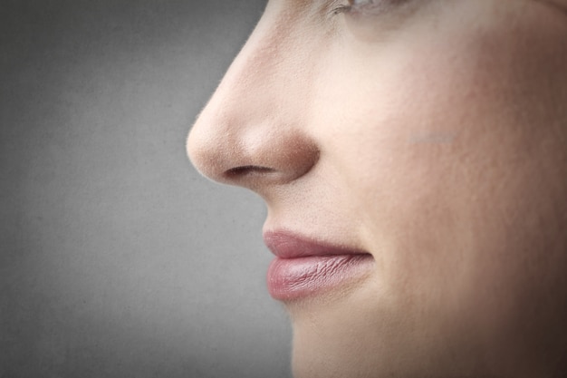 Closeup image of a woman nose