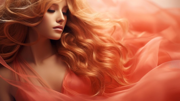 Closeup image of womans hair flowing in the wind showcasing texture and movement perfect