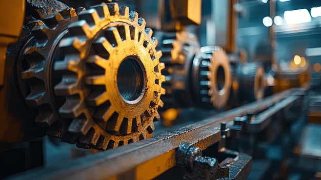 Photo closeup of industrial gears and machinery