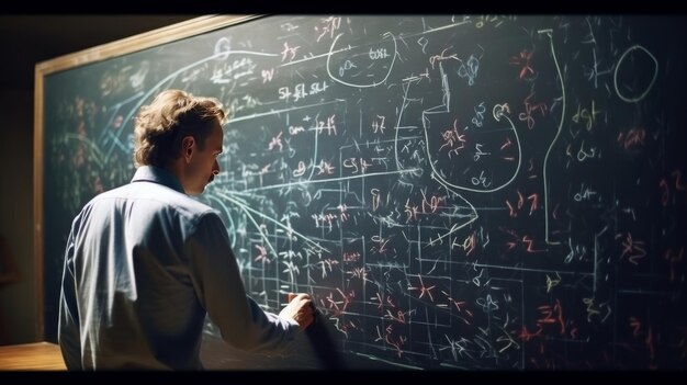 CloseUp of Instructor Writing Complicated Math Equation