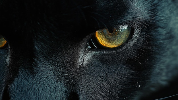 Closeup of Intense Black Panther Eyes