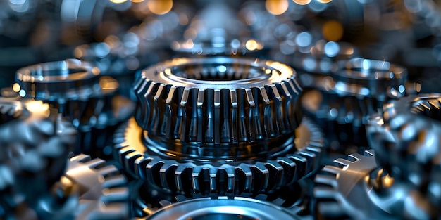 Closeup of Intricate Metallic Automotive Gears in Macro Photography Concept Macro Photography Metallic Automotive Gears Closeup Shots