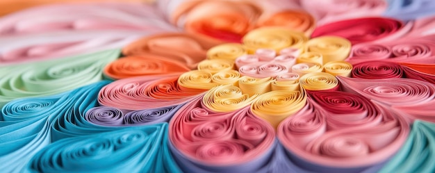 Photo closeup of intricate paper quilling art