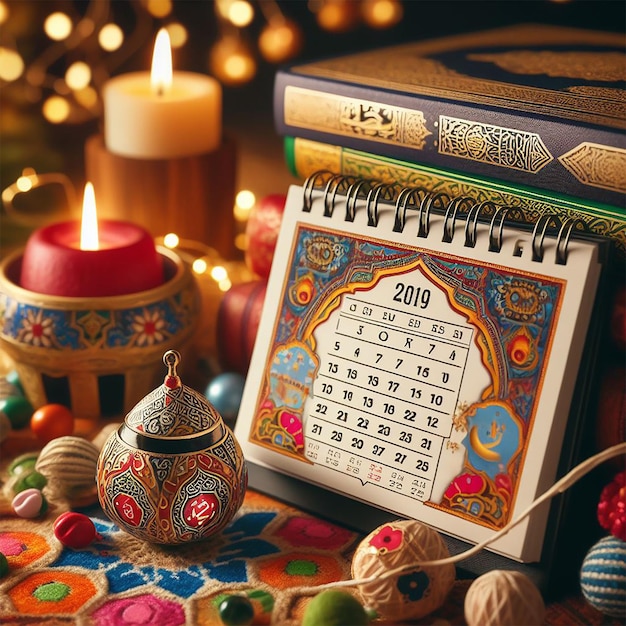 closeup islamic new year with quran books