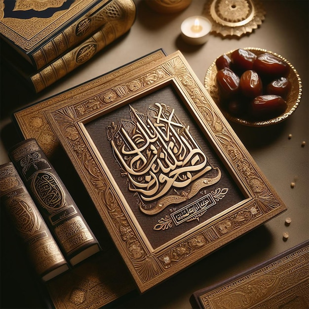 closeup islamic new year with quran books