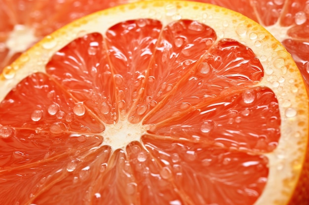 Photo closeup of a juicy grapefruit slice