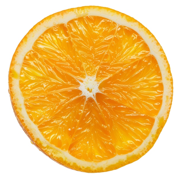 Closeup of a juicy orange slice isolated on white