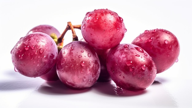 closeup juicy red grape isolated on white background