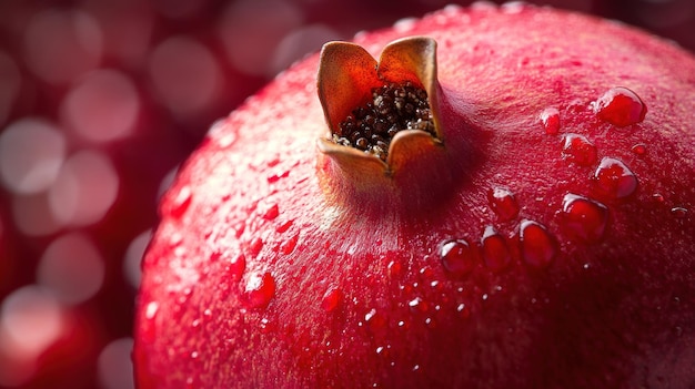 Photo closeup of a juicy red pomegranate