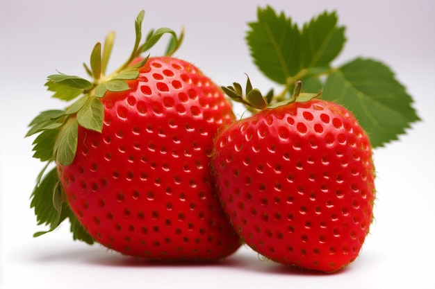 A CloseUp of Juicy Strawberry on a white background closeup Healthy food concept Generative AI