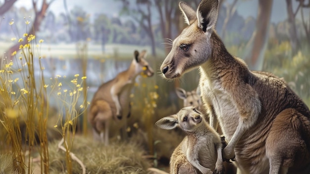 Photo closeup of a kangaroo on a nature background