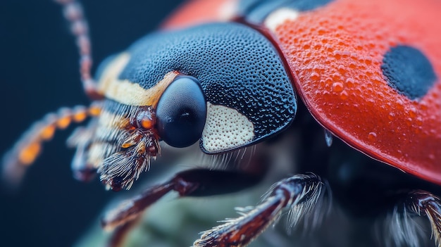 Closeup of a ladybug resting on a leaf under natural light showcasing vivid red and black colors during the daytime