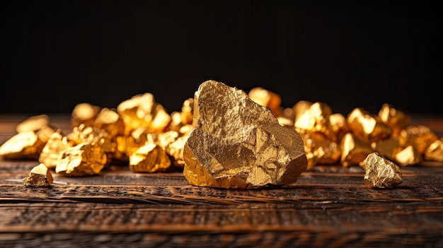 CloseUp of a Large Textured Gold Nugget on Dark Background