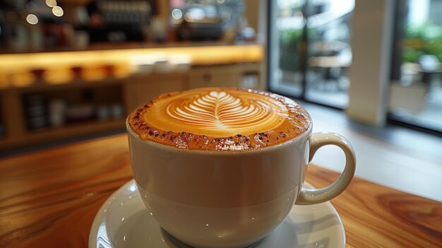 Closeup of a Latte Art in a Coffee Shop