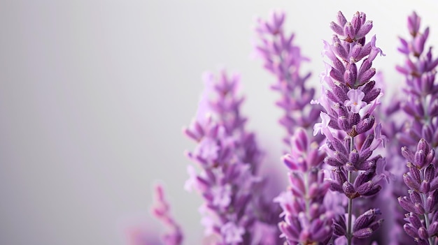 Closeup of Lavender Blooms Against a White Background