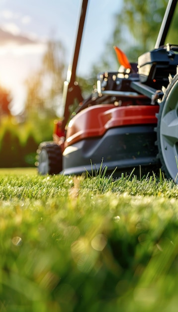 CloseUp of a Lawn Mowers Wide Cutting Deck Ideal for Large Lawns and Open Spaces Maintenance