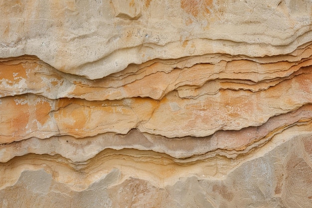 A closeup of a layered sandstone formation with a rough bumpy texture Coarse and bumpy sandstone with layered patterns