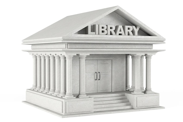 Closeup Library Building on a white background