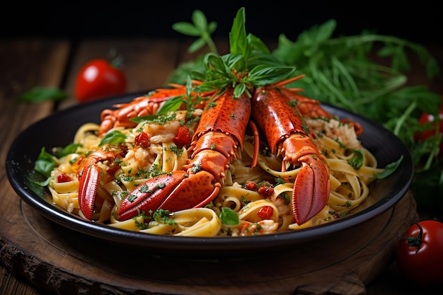 CloseUp of Lobster Pasta Garnish